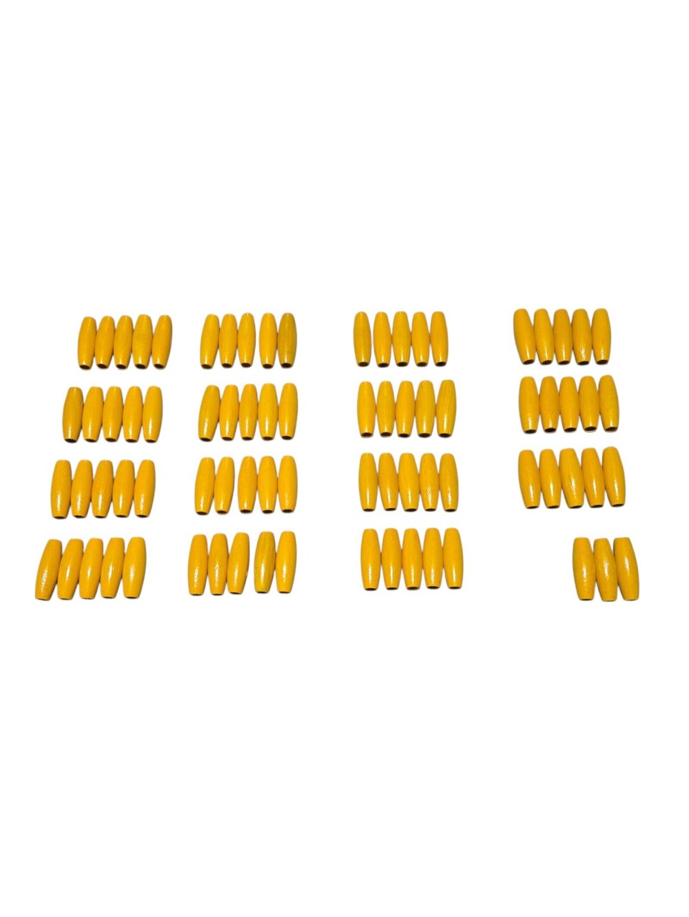 Lot of 78 Large Macrame Yellow Oblong Oval Wood Craft Beads, VGC